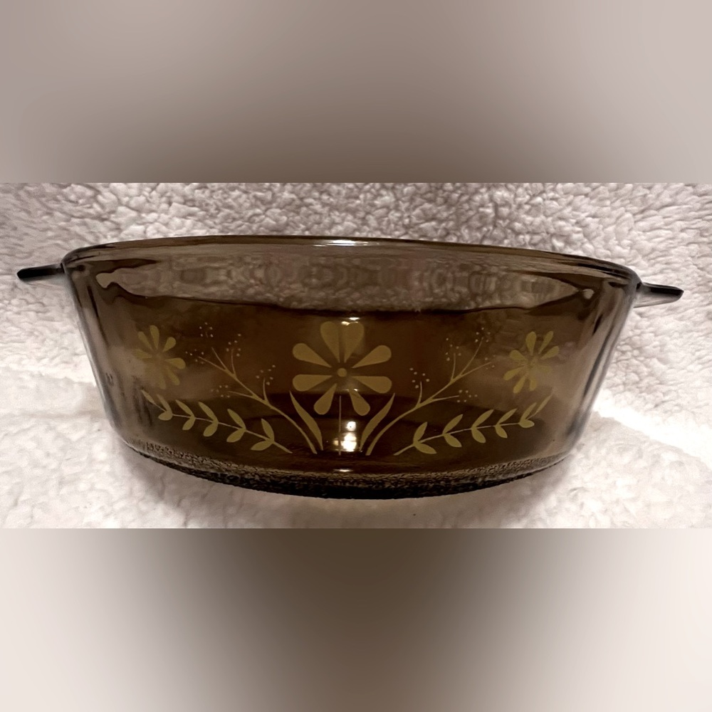 Vintage Jeannette Amber Round Casserole Dish